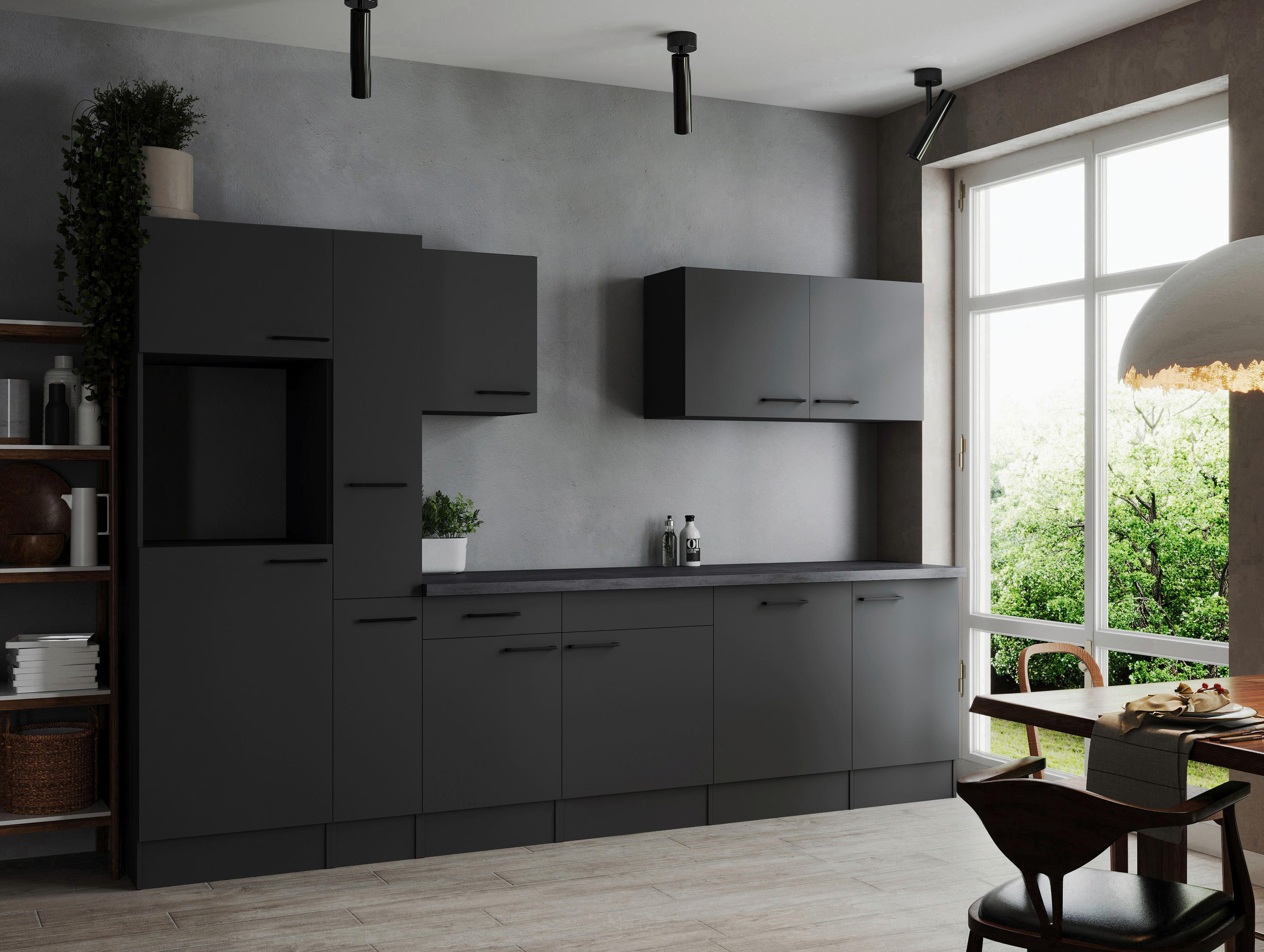 MODULKÖK UTAN VITVAROR 310 cm   i mörkgrå  - mörkgrå/svart, Design, metall/trämaterial (310cm) - Respekta