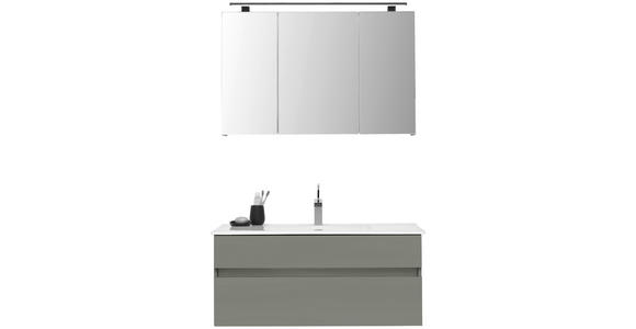 BADEZIMMER 3-teilig in 102 cm - Dunkelgrün/Weiß, Design, Glas/Keramik (102cm) - Novel