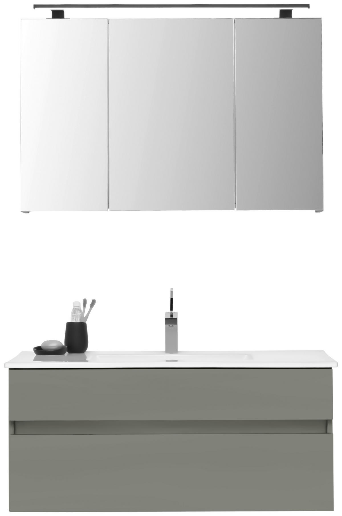 BADEZIMMER 3-teilig  in 102 cm  - Dunkelgrün/Weiß, Design, Glas/Keramik (102cm) - Novel