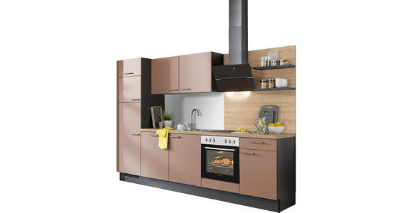 KÜCHENBLOCK XO 15 290 cm  in Graphitfarben, Eichefarben, Altrosa  - Edelstahlfarben/Eichefarben, Design, Holzwerkstoff/Metall (290cm) - Xora