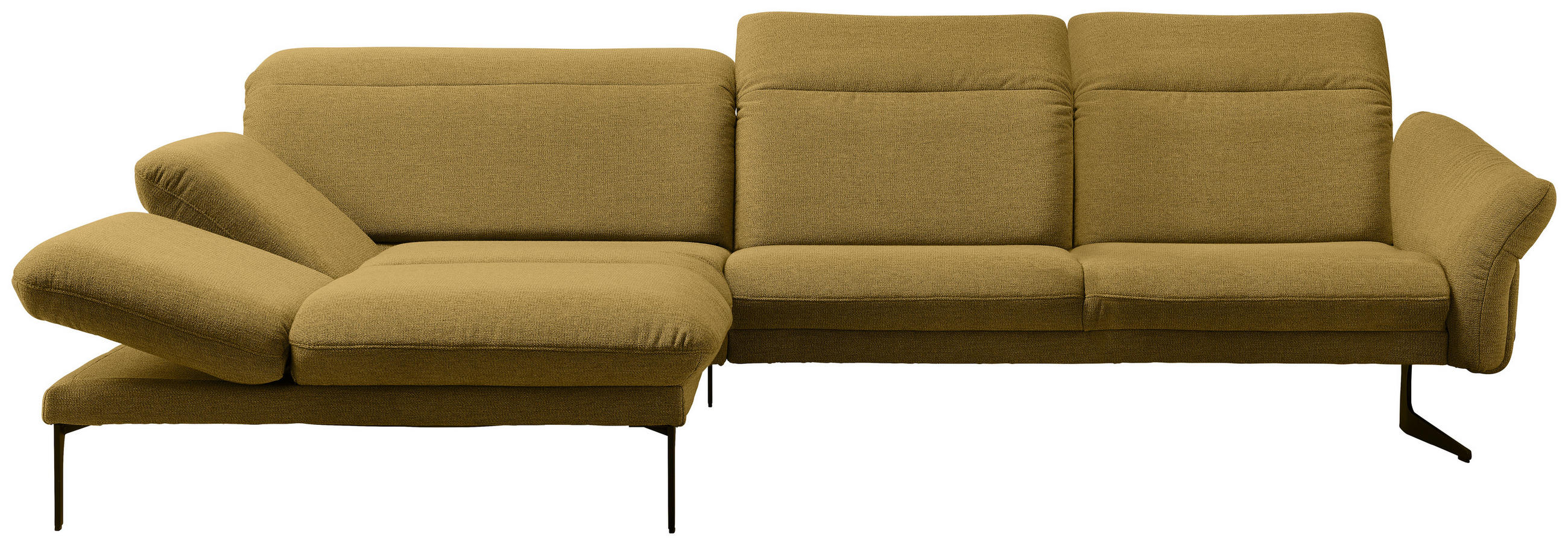 ECKSOFA in Webstoff Currygelb  - Currygelb/Anthrazit, Design, Textil/Metall (203/299cm) - Himolla