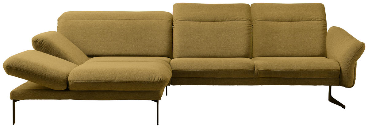 ECKSOFA in Webstoff Currygelb  - Currygelb/Anthrazit, Design, Textil/Metall (203/299cm) - Himolla