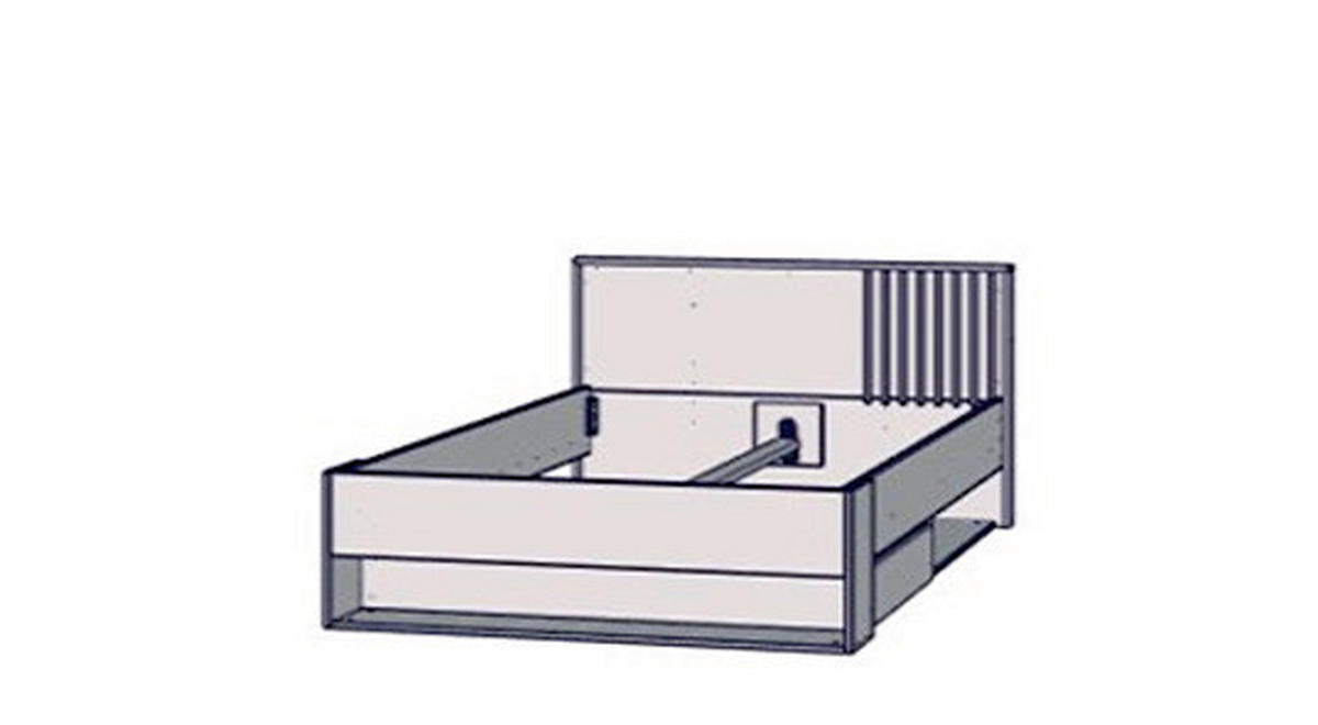 Pat, culoare lemn stejar, nisipiu - culoare lemn stejar/nisipiu, Basics, material pe bază de lemn (120/200cm) - Hom`in