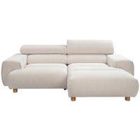 ECKSOFA Weiß Flachgewebe  - Naturfarben/Weiß, MODERN, Holz/Textil (230/150cm) - Lomoco