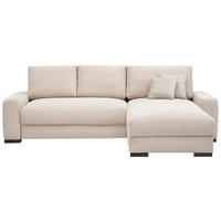 ECKSOFA Charles in Cord Creme  - Creme/Schwarz, Design, Holz/Textil (264/184cm) - Stylife