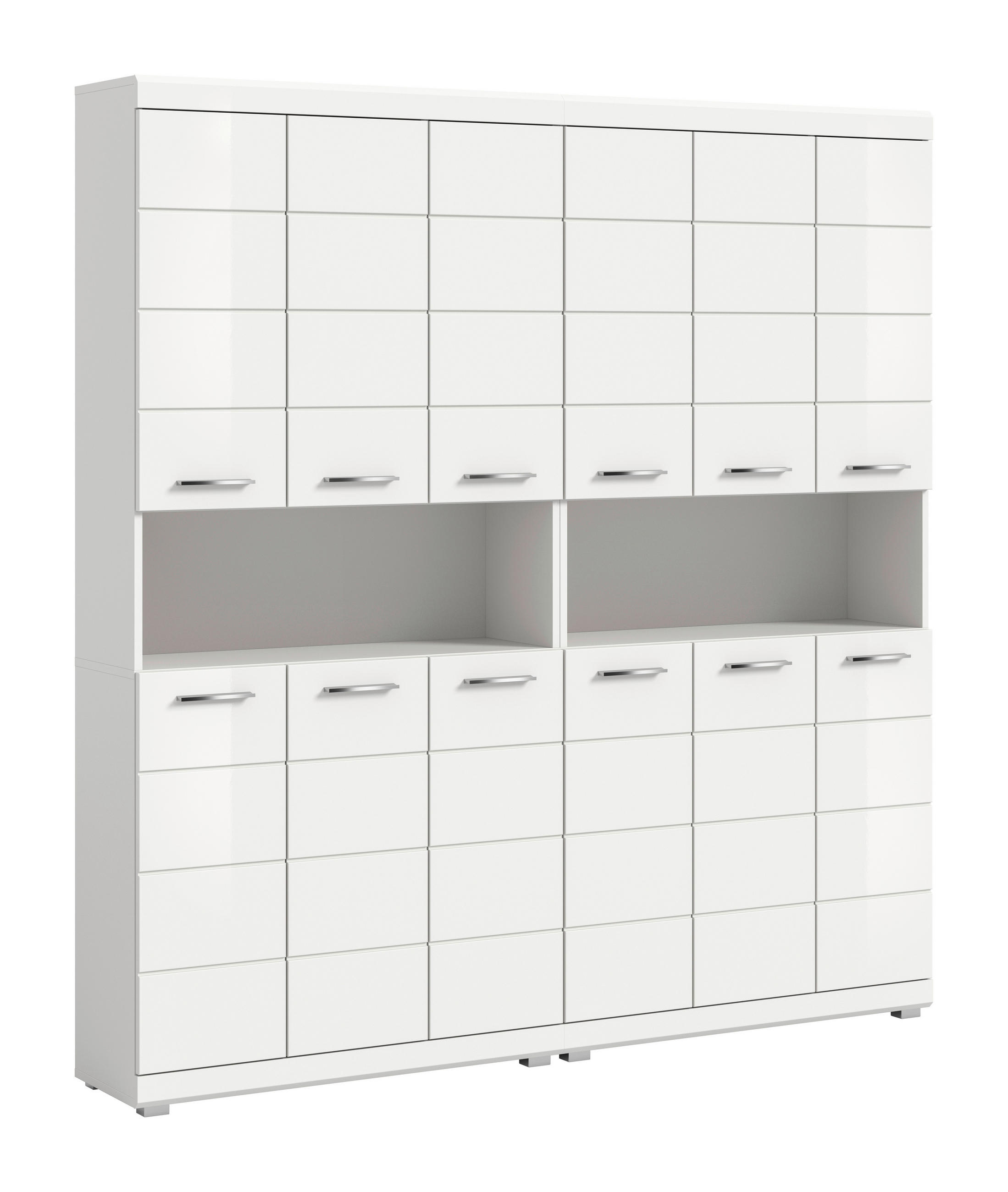 BADEZIMMER 2-teilig  in 180 cm  - Weiß Hochglanz/Silberfarben, Trend, Holzwerkstoff/Kunststoff (180cm) - MID.YOU