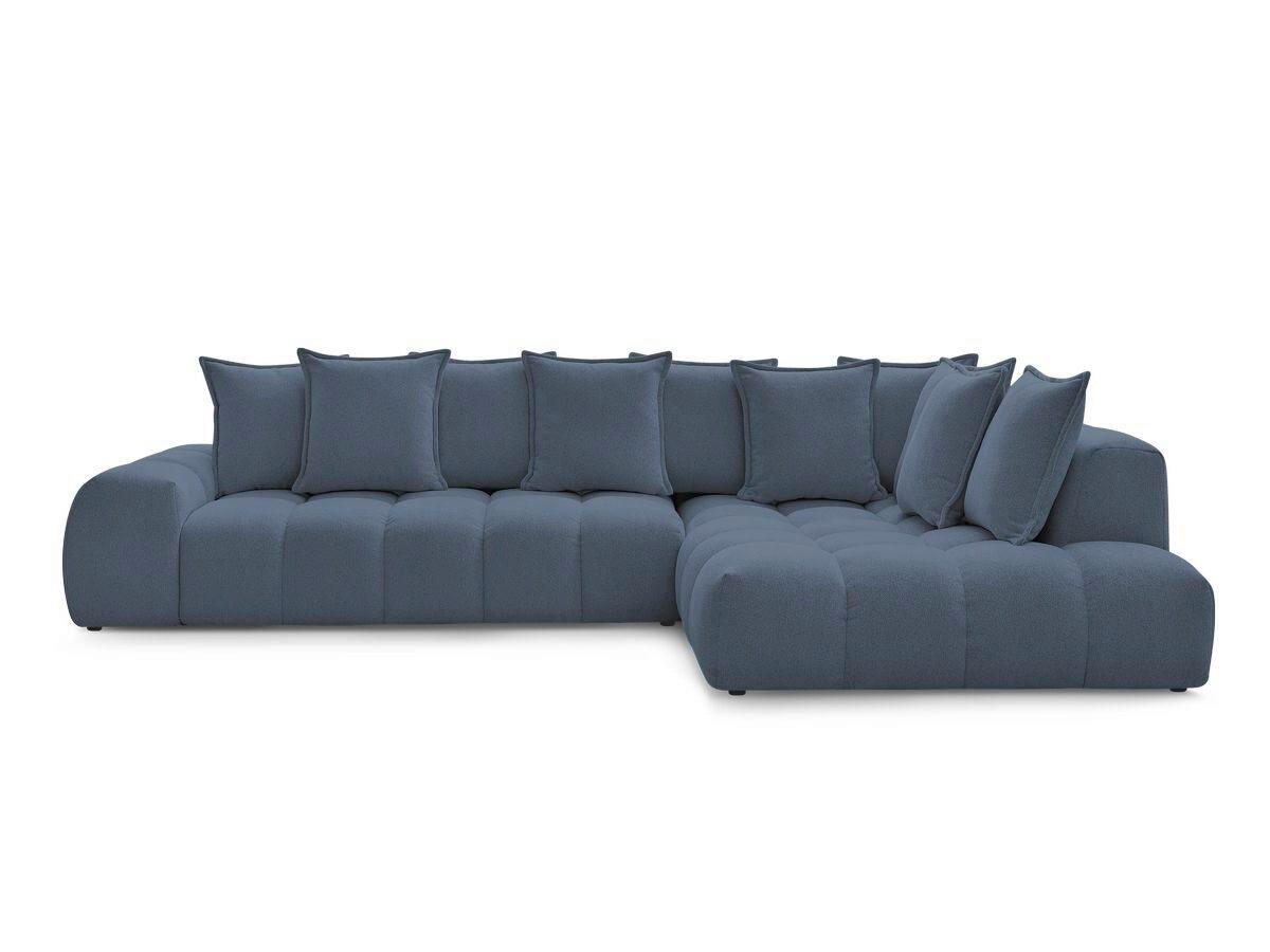 ECKSOFA Ottomane rechts  EVEREST Dunkelblau Flachgewebe  - Schwarz/Dunkelblau, MODERN, Kunststoff/Textil (352/210cm)