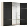 SCHWEBETÜRENSCHRANK in Schwarz, Champagner  - Champagner/Schwarz, Konventionell, Glas/Holzwerkstoff (271/223/68cm) - Novel