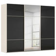SCHWEBETÜRENSCHRANK 301/223/68 cm 3-türig Schwarz, Champagner  - Champagner/Schwarz, KONVENTIONELL, Glas/Holzwerkstoff (301/223/68cm) - Novel