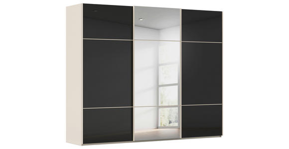 SCHWEBETÜRENSCHRANK 301/223/68 cm 3-türig Schwarz, Champagner - Champagner/Schwarz, KONVENTIONELL, Glas/Holzwerkstoff (301/223/68cm) - Novel