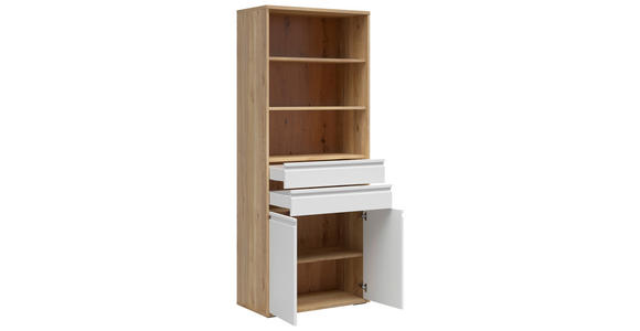 AKTENSCHRANK Weiß, Eichefarben  - Eichefarben/Weiß, KONVENTIONELL, Holzwerkstoff (80/198/41cm) - Carryhome