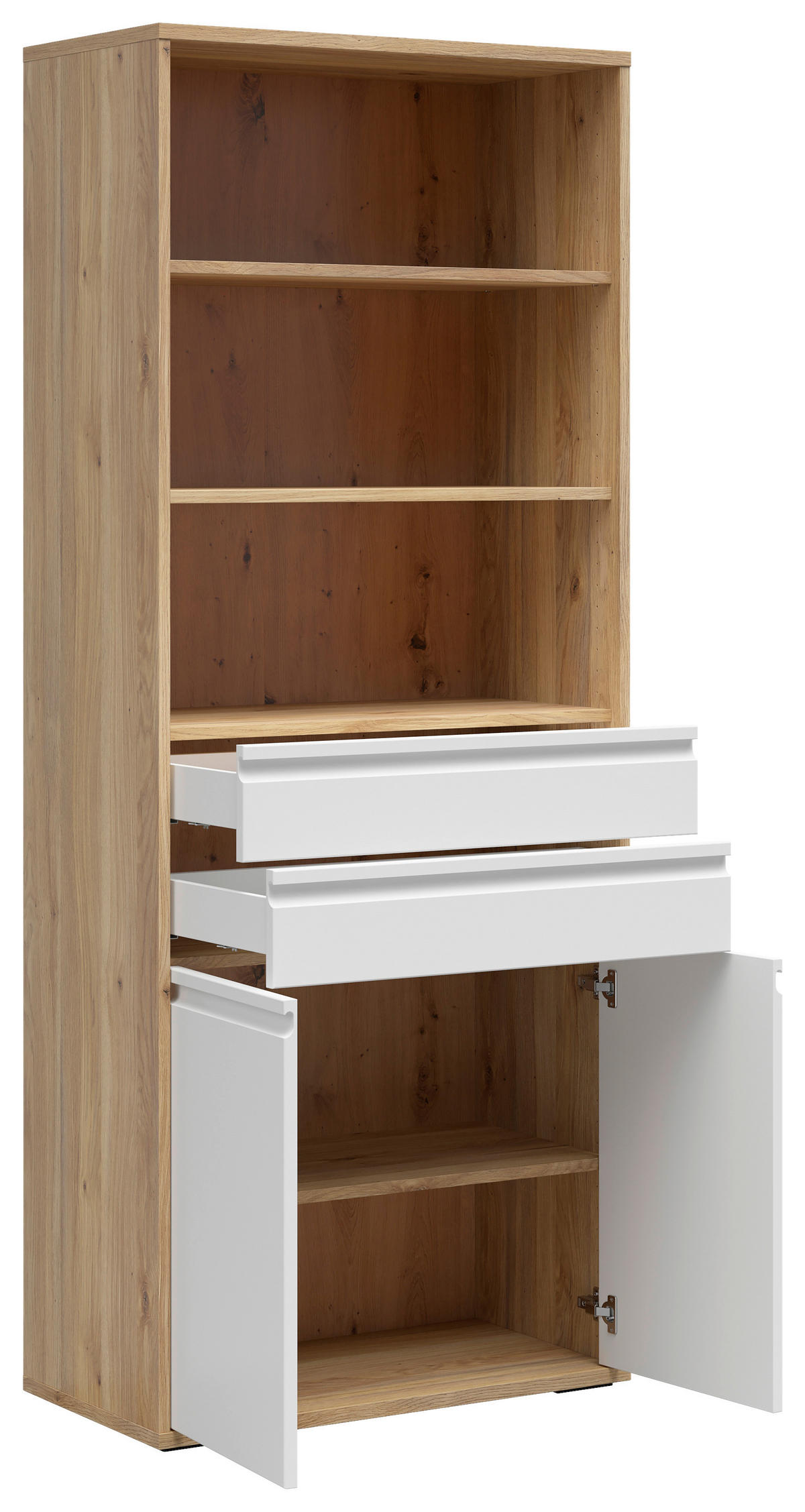 AKTENSCHRANK Weiß, Eichefarben  - Eichefarben/Weiß, KONVENTIONELL, Holzwerkstoff (80/198/41cm) - Carryhome