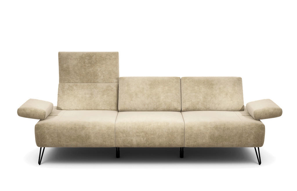 3-SITZER-SOFA Samt Naturfarben  - Schwarz/Naturfarben, Design, Textil/Metall (234-264/85/86-94cm) - SENSOO