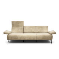 3-SITZER-SOFA Samt Naturfarben  - Schwarz/Naturfarben, Design, Textil/Metall (234-264/85/86-94cm) - SENSOO