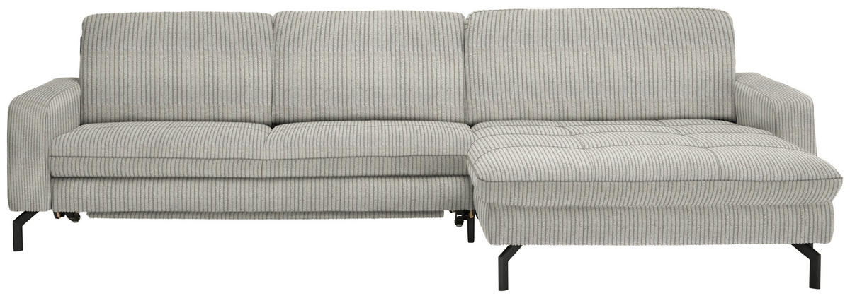 ECKSOFA in Cord Hellgrün  302/178 cm  - Schwarz/Hellgrün, Design, Textil/Metall (302/178cm) - Beldomo Style