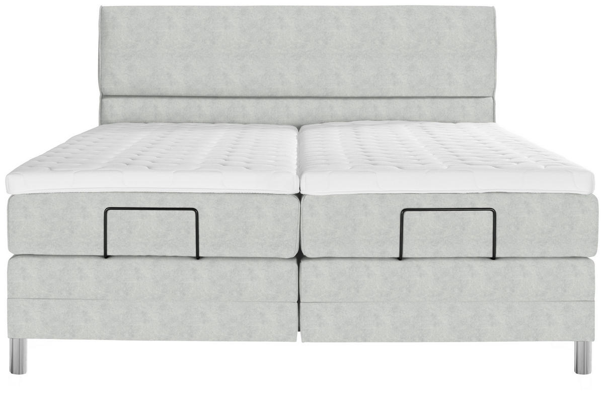 BOXSPRINGBETT 160/200 cm  in Hellgrau  - Chromfarben/Hellgrau, KONVENTIONELL, Kunststoff/Textil (160/200cm) - Voleo