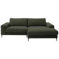 ECKSOFA in Flachgewebe Dunkelgrün  253/177 cm  - Dunkelgrün/Schwarz, Design, Textil/Metall (253/177cm) - Dieter Knoll