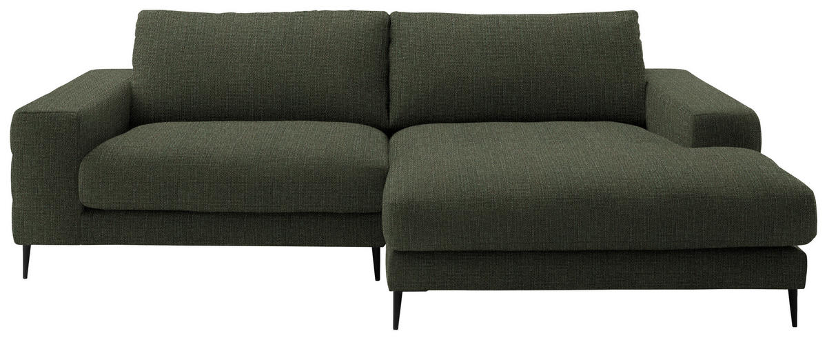 ECKSOFA in Flachgewebe Dunkelgrün  253/177 cm  - Dunkelgrün/Schwarz, Design, Textil/Metall (253/177cm) - Dieter Knoll