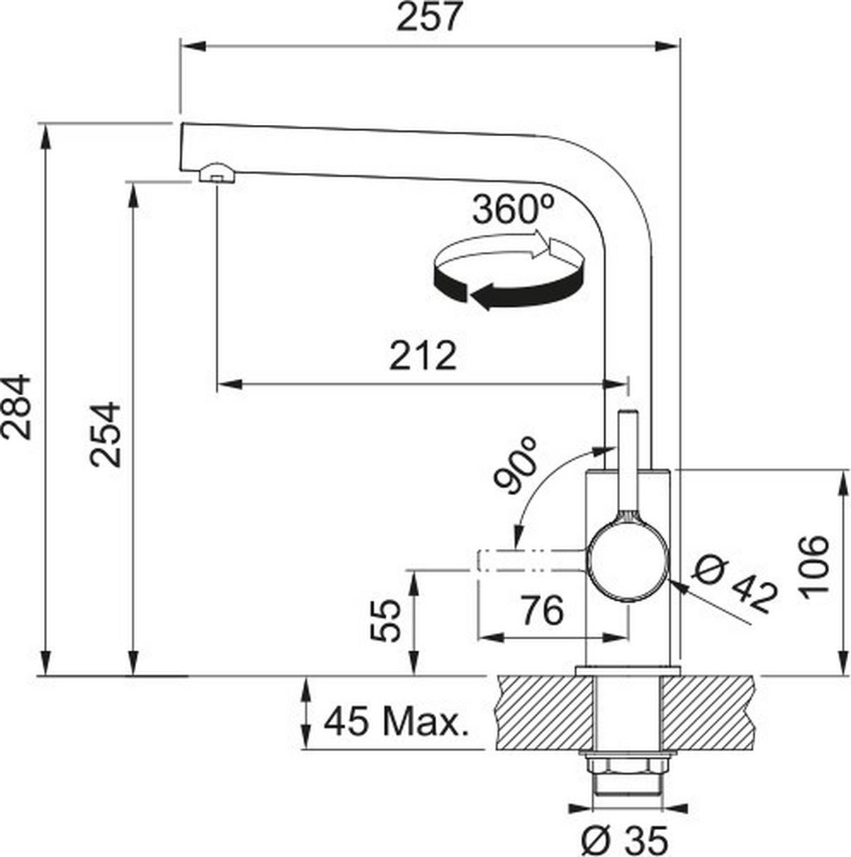 KÜCHENARMATUR - Schwarz, Basics, Metall (10,8/28,4/25,7cm) - Franke