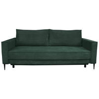 SCHLAFSOFA  mit Liegefunktion, Rücken echt, haustierfreundlicher Bezug Cord Dunkelgrün  - Dunkelgrün/Schwarz, KONVENTIONELL, Textil/Metall (222/93/98cm) - Carryhome
