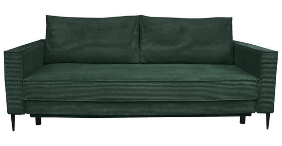 SCHLAFSOFA Cord Dunkelgrün - Dunkelgrün/Schwarz, KONVENTIONELL, Textil/Metall (222/93/98cm) - Carryhome