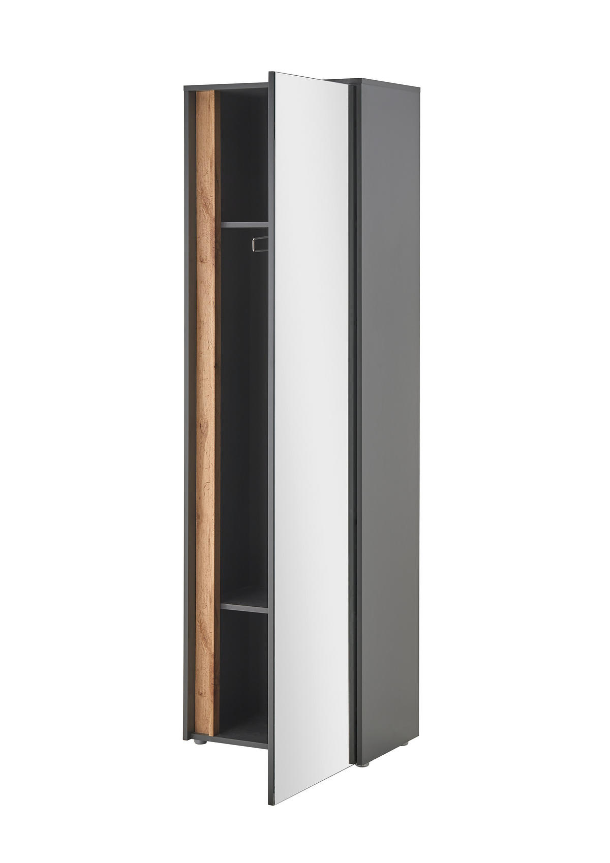 GARDEROBENSCHRANK  in 60/200/40 cm  - Anthrazit/Eiche Wotan, Design, Glas/Holzwerkstoff (60/200/40cm) - Modante