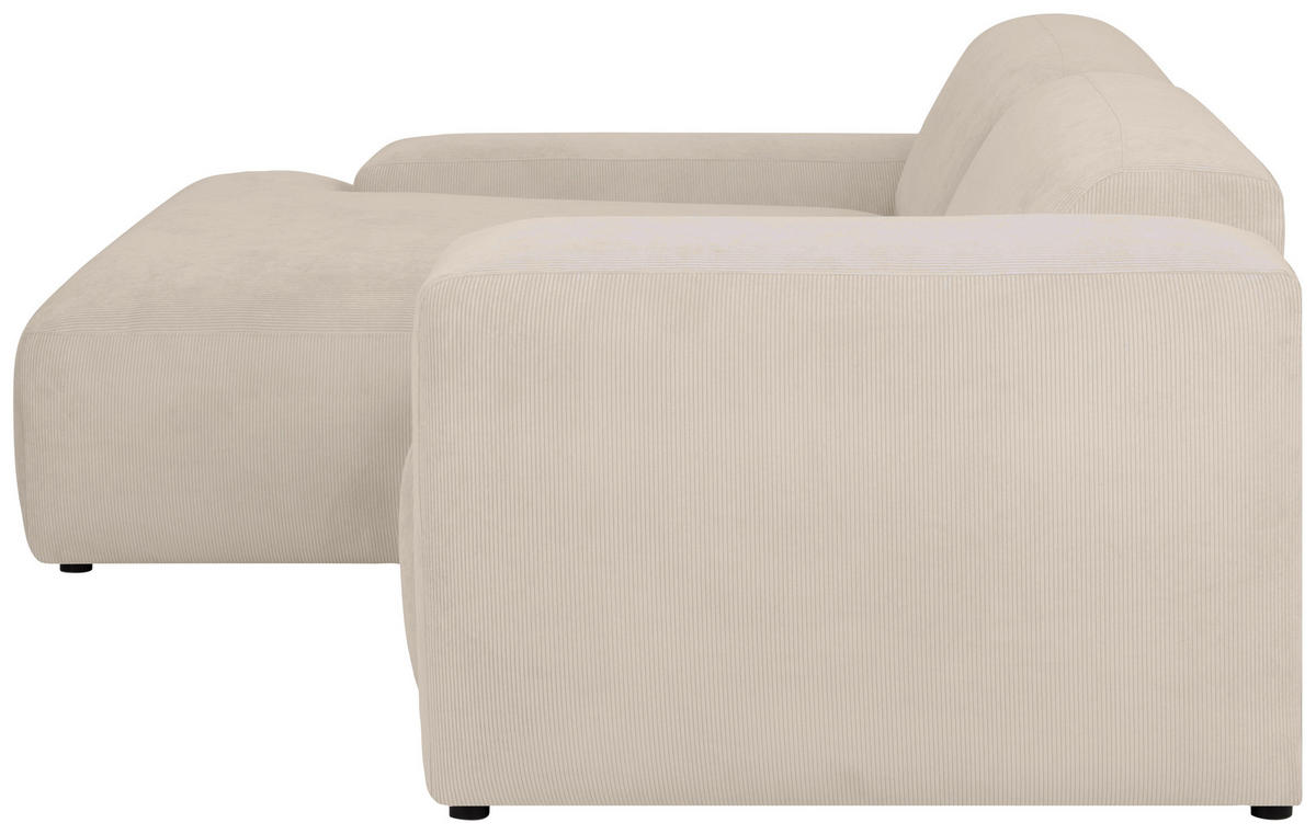 ECKSOFA HANNAH Beige Cord  - Beige/Schwarz, Design, Kunststoff/Textil (170/252cm) - MID.YOU