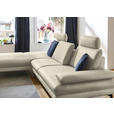 ECKSOFA in Echtleder Ecru  195/308 cm  - Ecru/Schwarz, Design, Leder/Metall (195/308cm) - Dieter Knoll