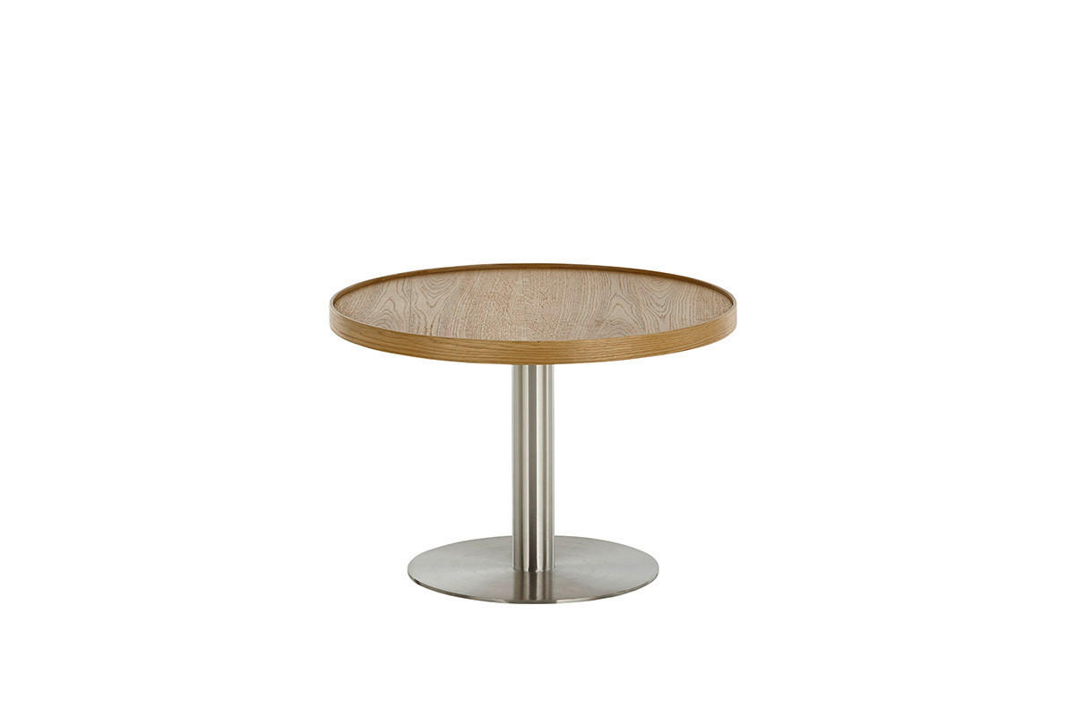 COUCHTISCH in Holz, Metall, Holzwerkstoff 60/60/40 cm  - Edelstahlfarben/Eichefarben, Design, Holz/Holzwerkstoff (60/60/40cm) - Novel