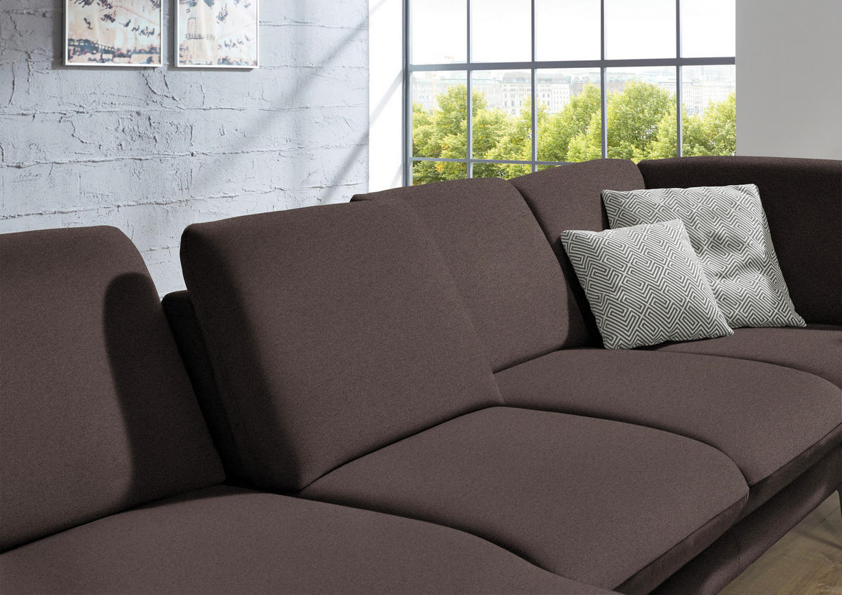 WOHNLANDSCHAFT in Webstoff Dunkelbraun  - Dunkelbraun/Schwarz, Design, Textil/Metall (180/344/208cm) - Dieter Knoll