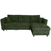ECKSOFA Dunkelgrün Flachgewebe  - Dunkelgrün/Schwarz, KONVENTIONELL, Textil/Metall (252/162cm) - Carryhome