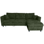ECKSOFA Dunkelgrün Flachgewebe  - Dunkelgrün/Schwarz, KONVENTIONELL, Textil/Metall (252/162cm) - Carryhome