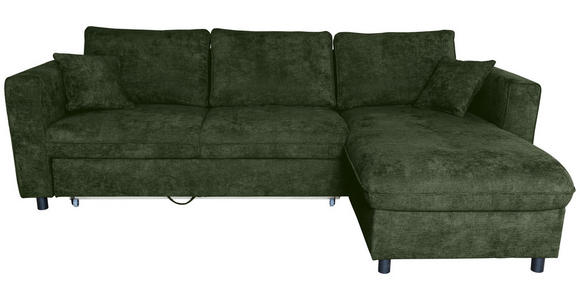 ECKSOFA Dunkelgrün Flachgewebe  - Dunkelgrün/Schwarz, KONVENTIONELL, Textil/Metall (252/162cm) - Carryhome