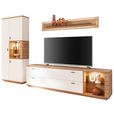WOHNWAND  in Weiß, Wildeiche  305/202/50 cm  - Wildeiche/Anthrazit, Design, Glas/Holz (305/202/50cm) - Novel