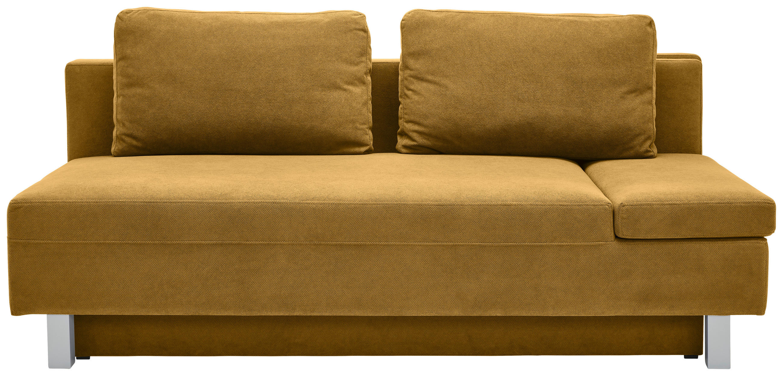 SCHLAFSOFA Flachgewebe Senfgelb  - Chromfarben/Senfgelb, Design, Holz/Textil (205/77-93/99cm) - Novel