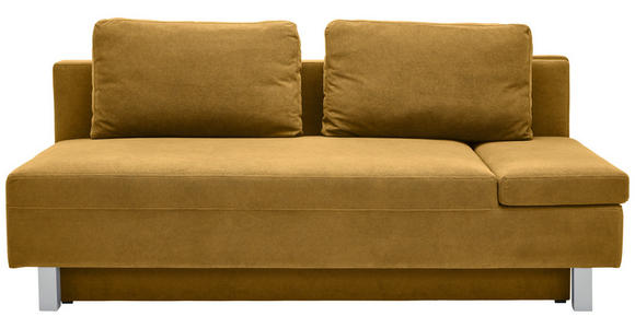 SCHLAFSOFA Flachgewebe Senfgelb - Chromfarben/Senfgelb, Design, Holz/Textil (205/77-93/99cm) - Novel