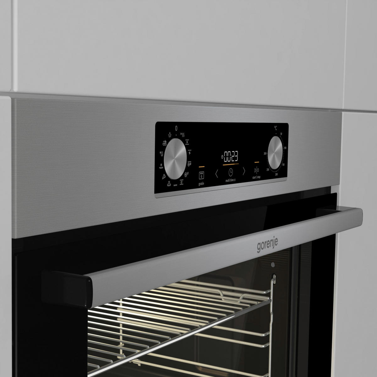 BACKOFENSET Black Pepper SCX  - Edelstahlfarben, Basics, Glas/Metall (59,5/59,5/56,4cm) - Gorenje