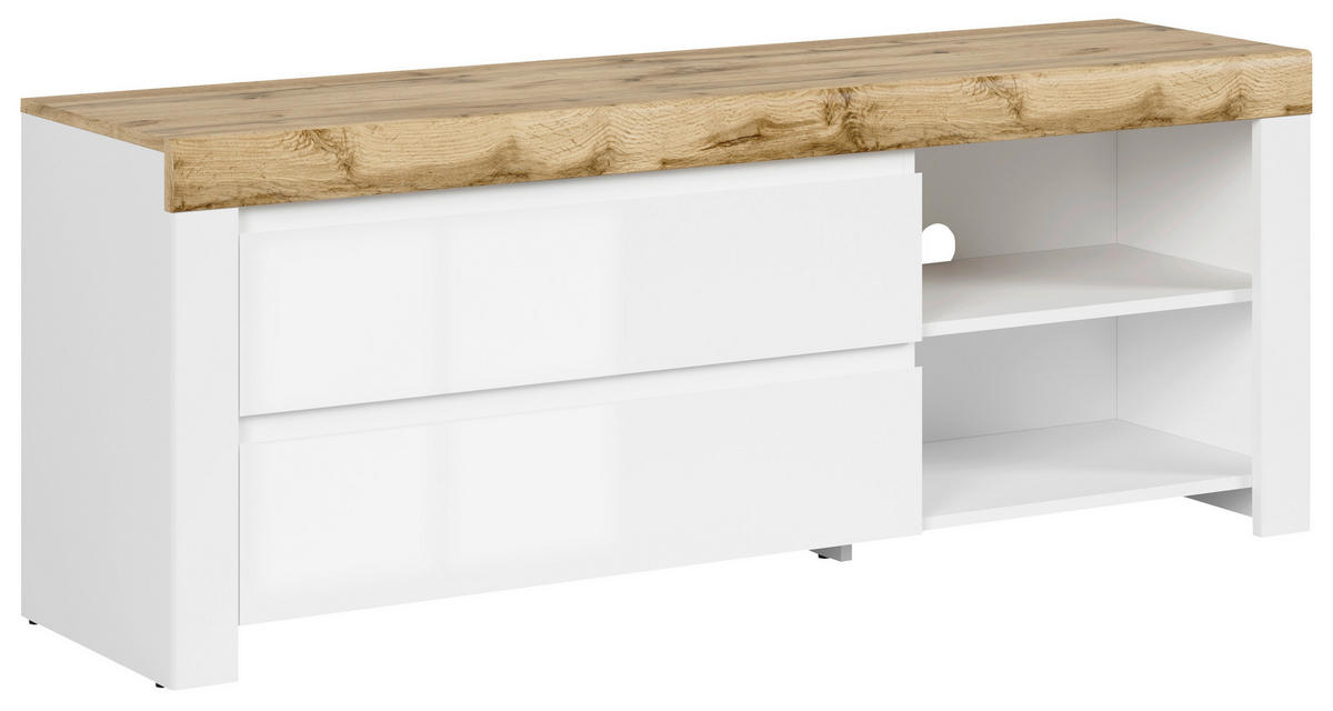 TV KOMODA bela, hrast wotan  - hrast wotan/bela, Dizajnerski, pločasti materijal/plastika (156/60,5/42cm) - Carryhome