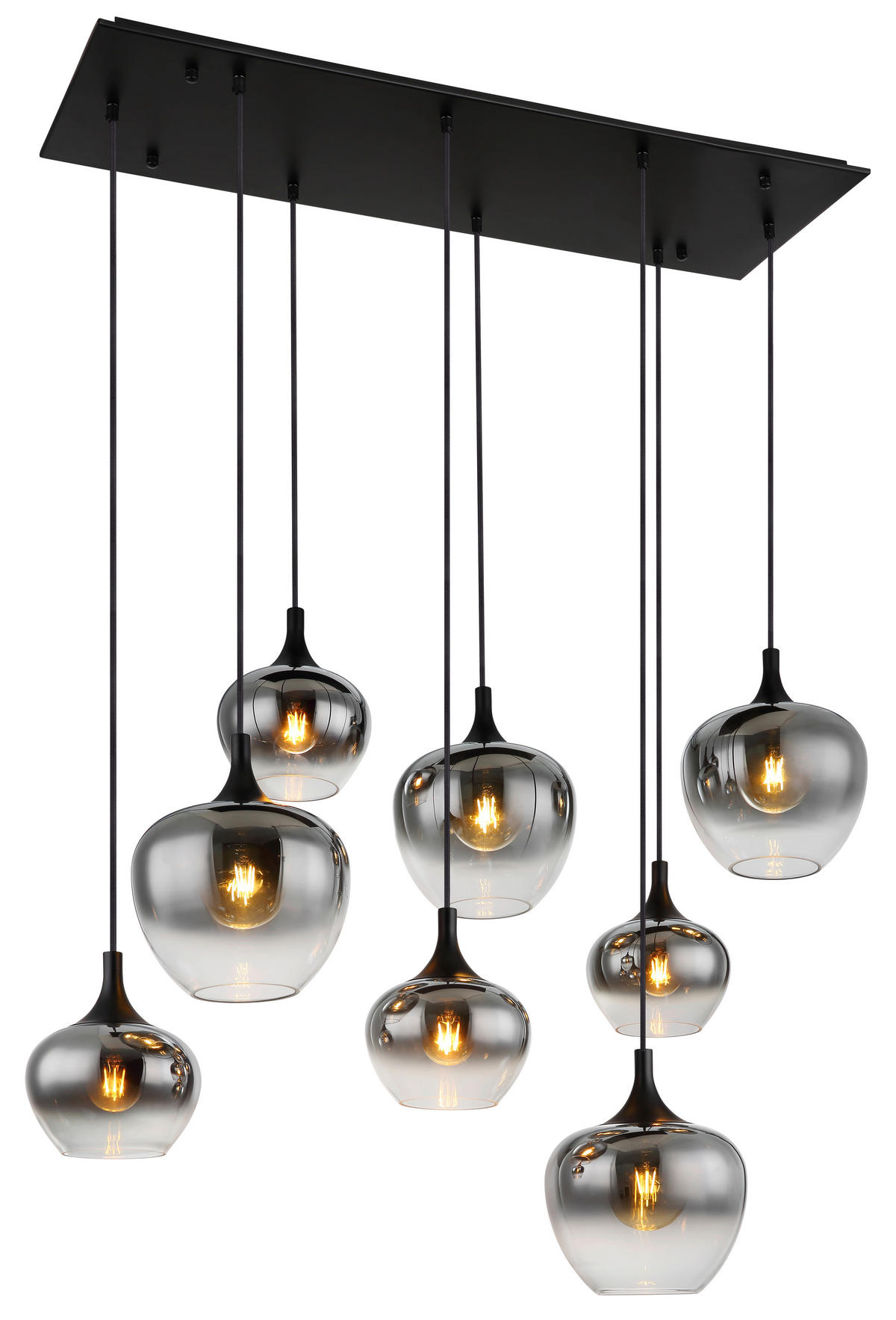 HÄNGELEUCHTE 105/45/120 cm    - Schwarz, Design, Glas/Metall (105/45/120cm) - Globo