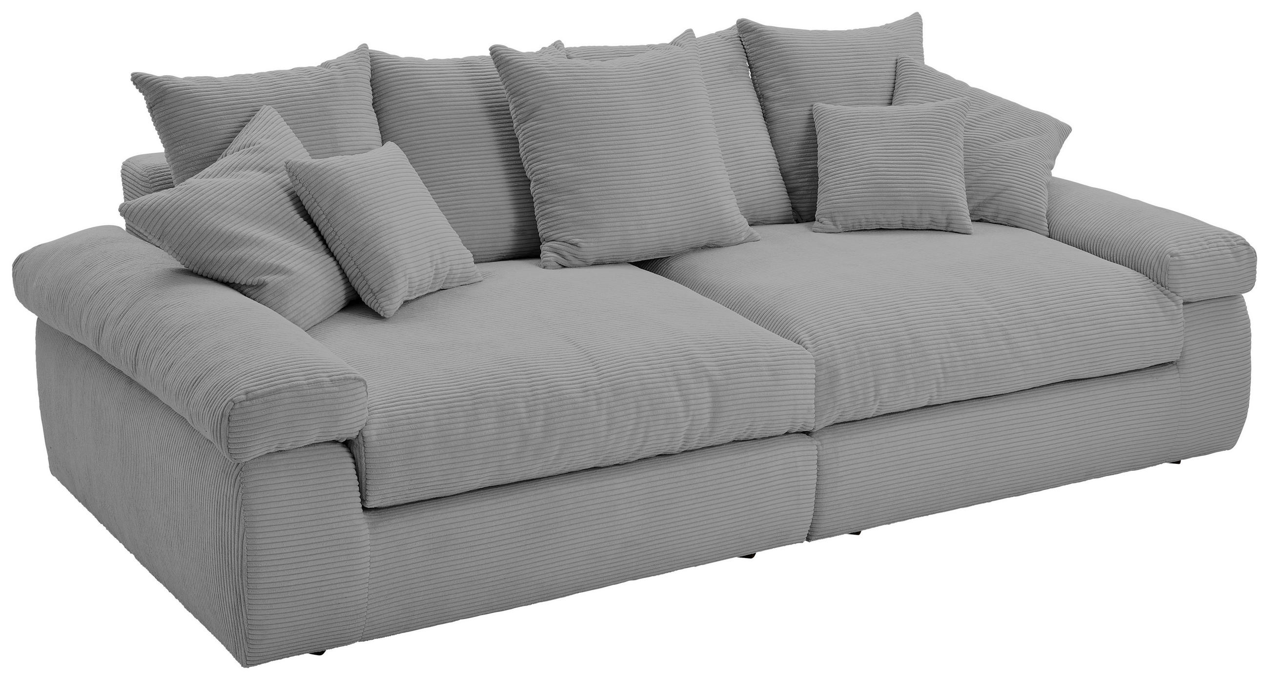 BIGSOFA Cord Hellgrau  - Hellgrau/Schwarz, Design, Kunststoff/Textil (260/90/140cm) - Ambia Home