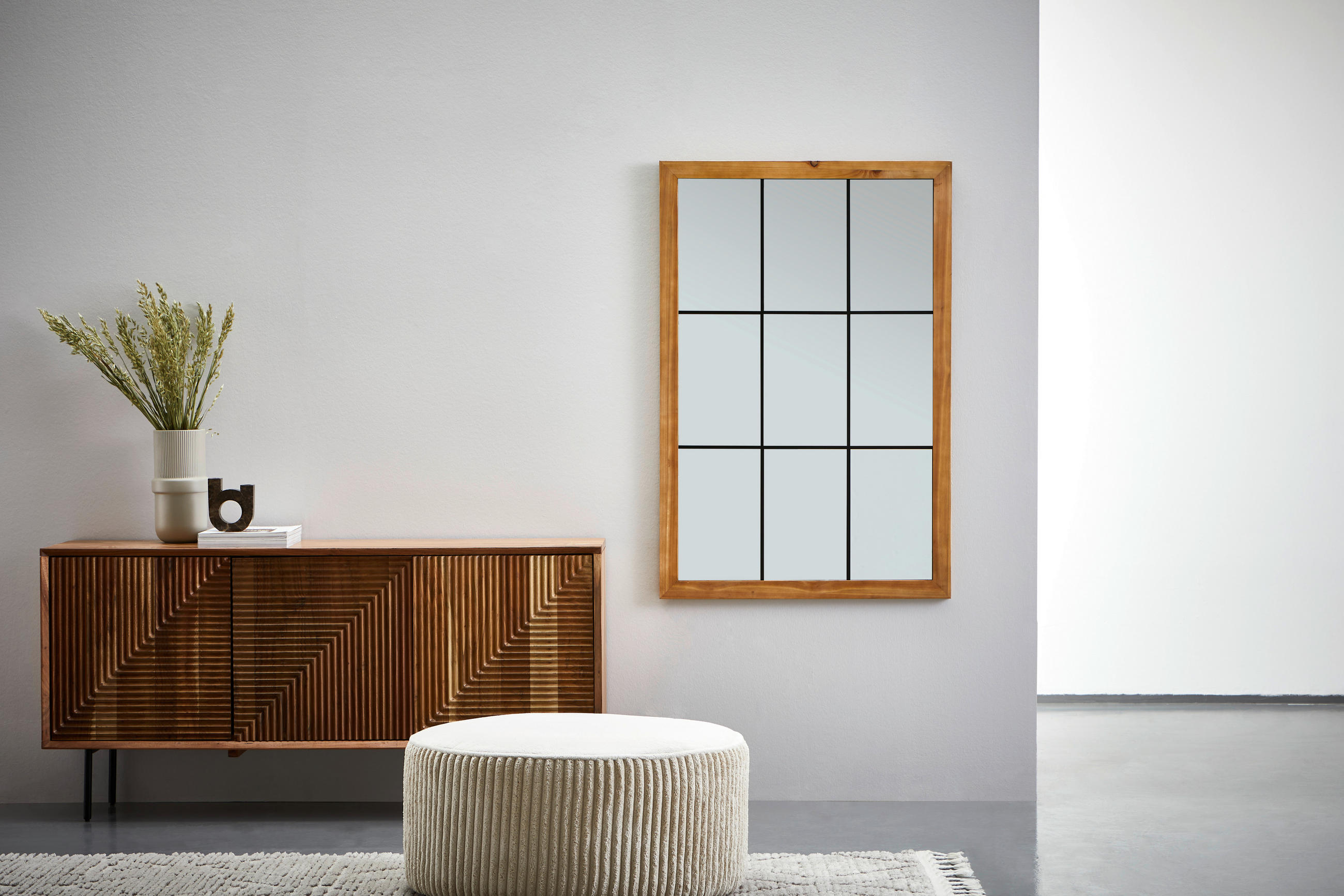 WANDSPIEGEL 80/120/3 cm    in rechteckig  - Schwarz/Naturfarben, Design, Glas/Holz (80/120/3cm) - MID.YOU
