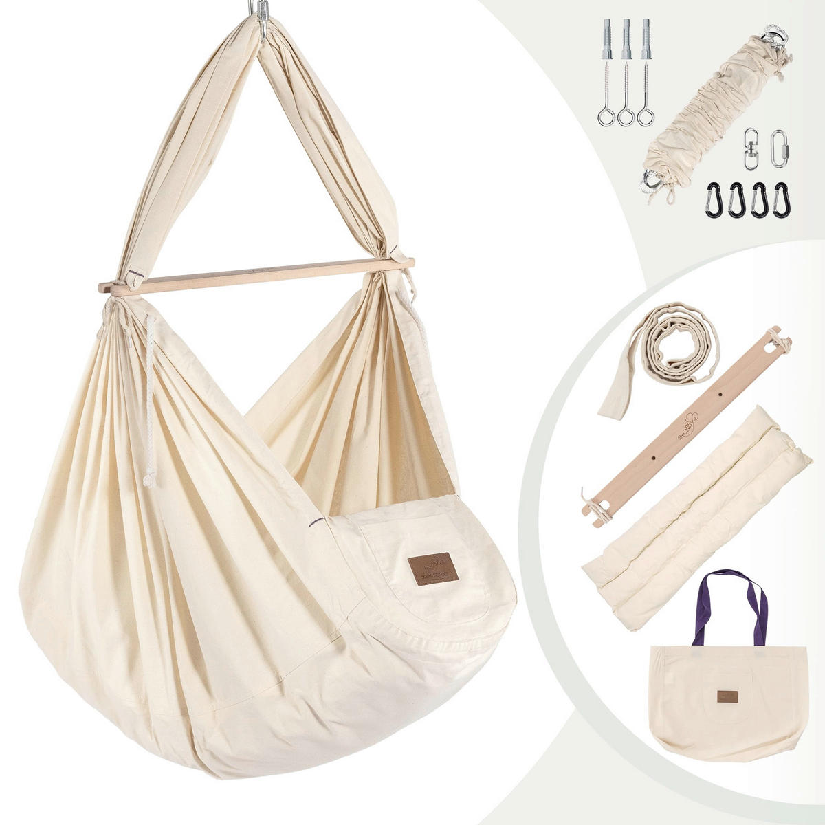 FEDERWIEGE BEIGE Buche  Beige, Weiß  - Beige/Weiß, Basics, Holz/Textil (135/194/135cm) - SCHMUSEWOLKE
