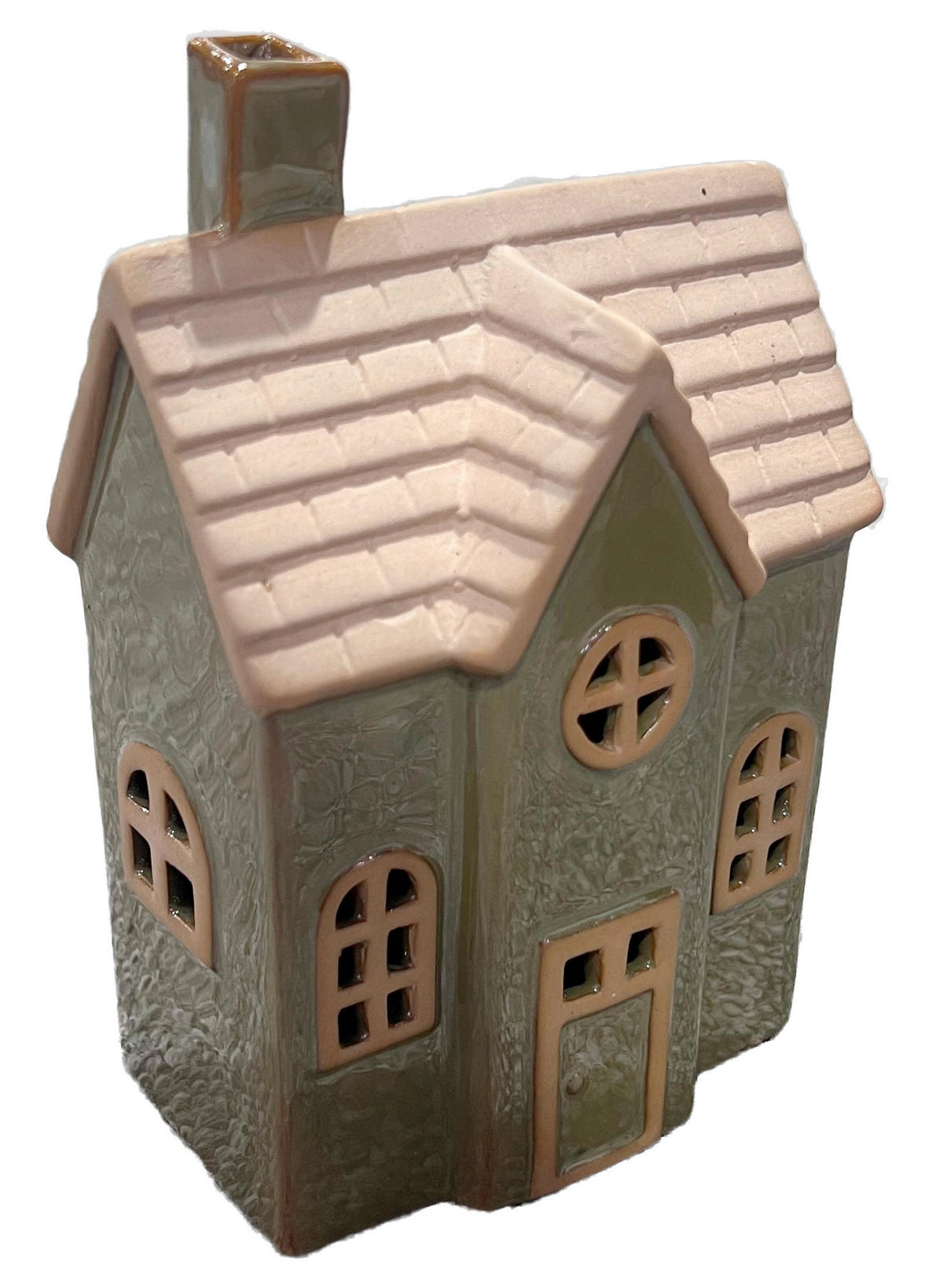 DEKORAČNÝ DOMČEK - zelená/prírodná farba, Trend, keramika (11,1/16,8/7,3cm) - X-Mas