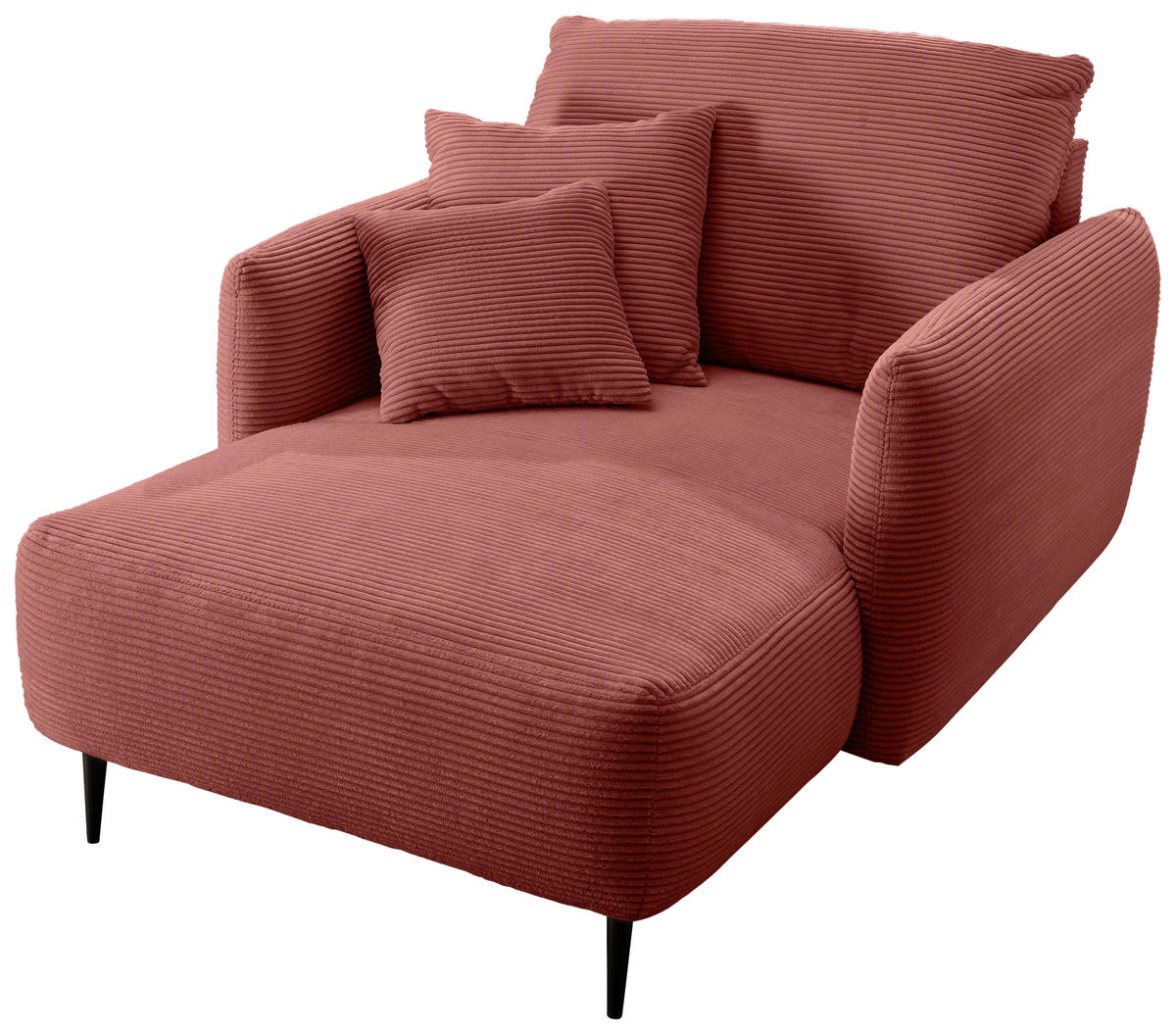 XXL-SESSEL Cord Koralle    - Koralle/Schwarz, Design, Textil/Metall (112/95/158cm) - Livetastic