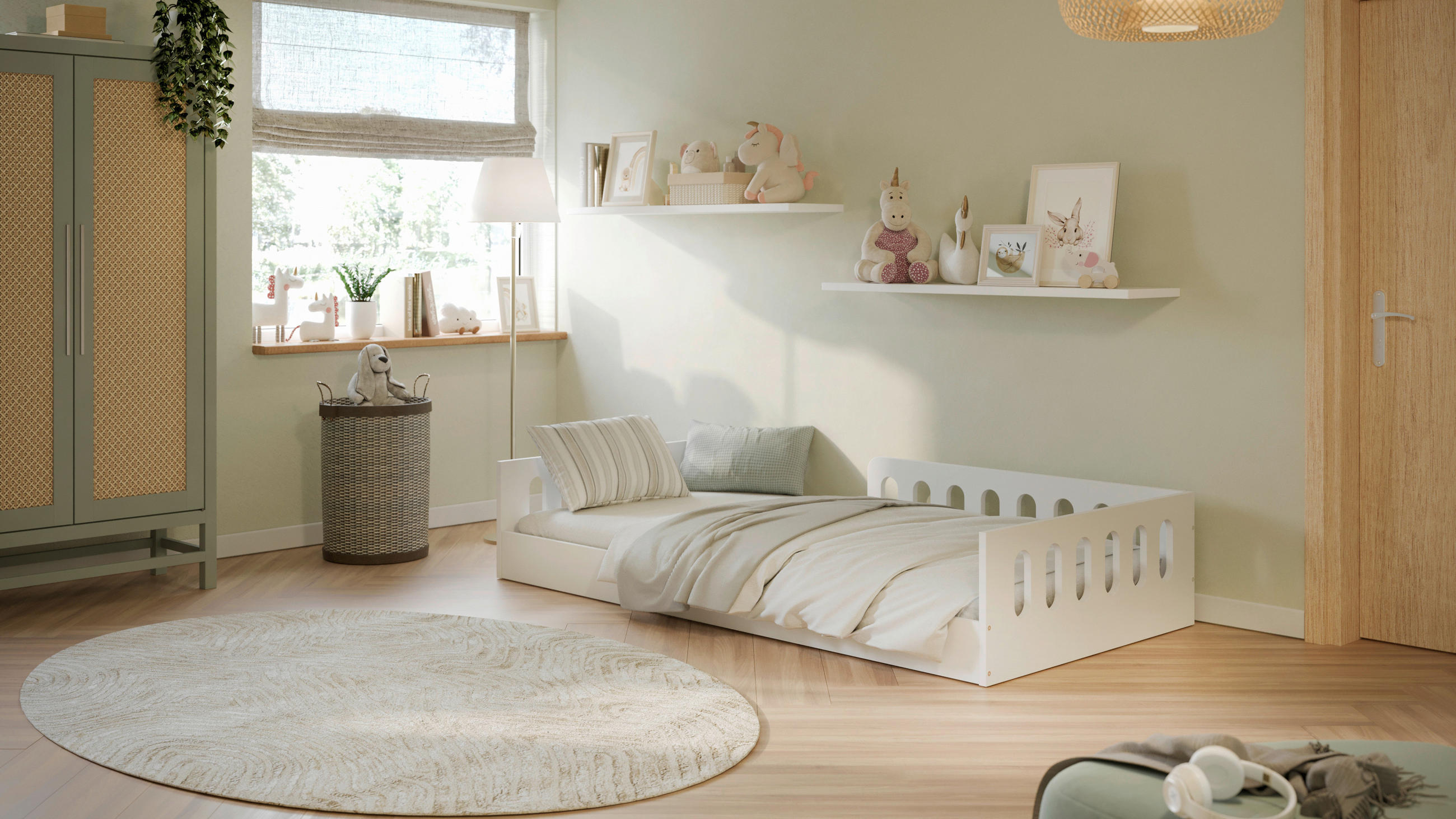 KINDER-/JUNIORBETT 80/160 cm  in Weiß  - Birkefarben/Weiß, MODERN, Holz/Holzwerkstoff (80/160cm) - MID.YOU