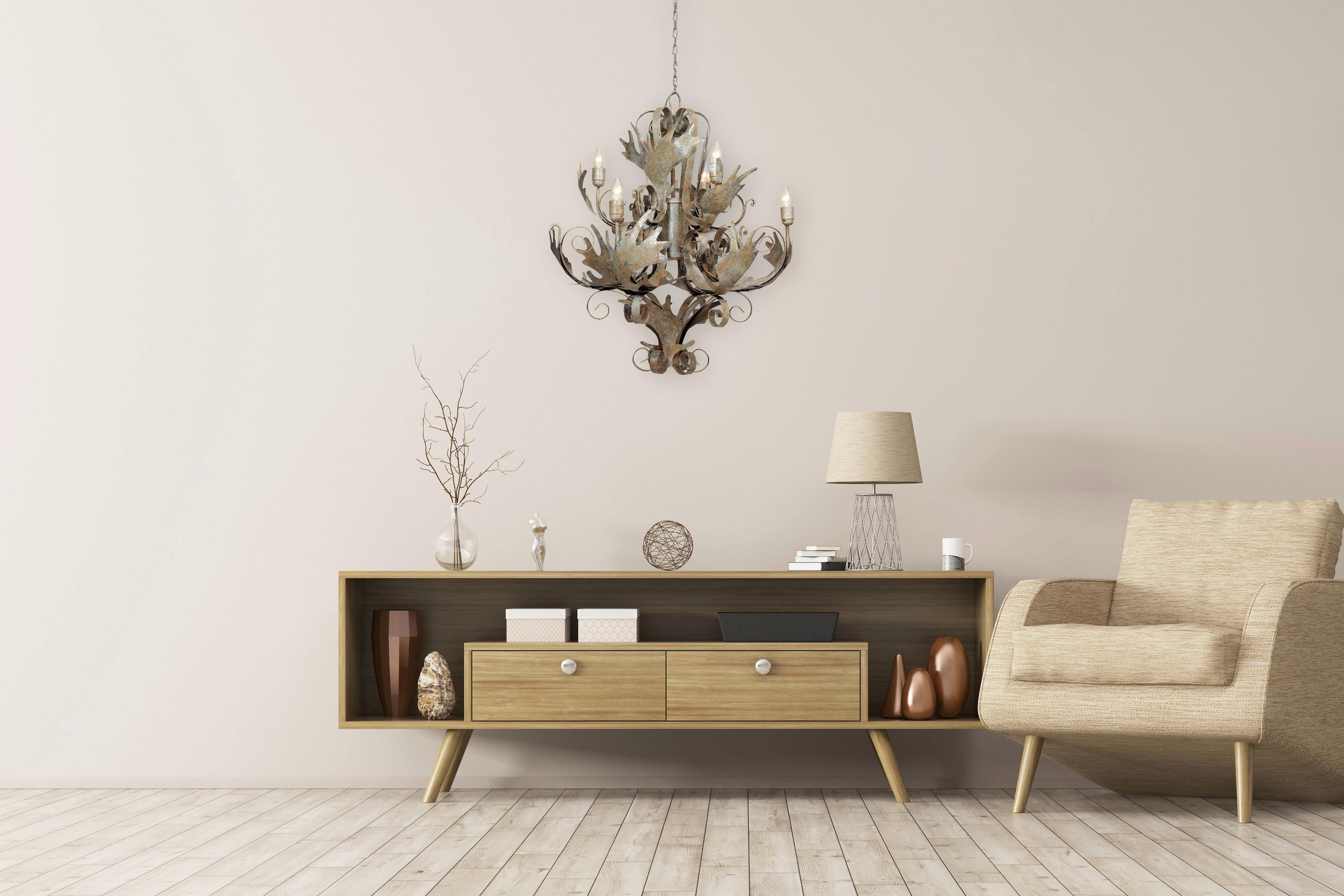 HÄNGELEUCHTE 71/81 cm   - Champagner, Trend, Metall (71/81cm) - Kayoom