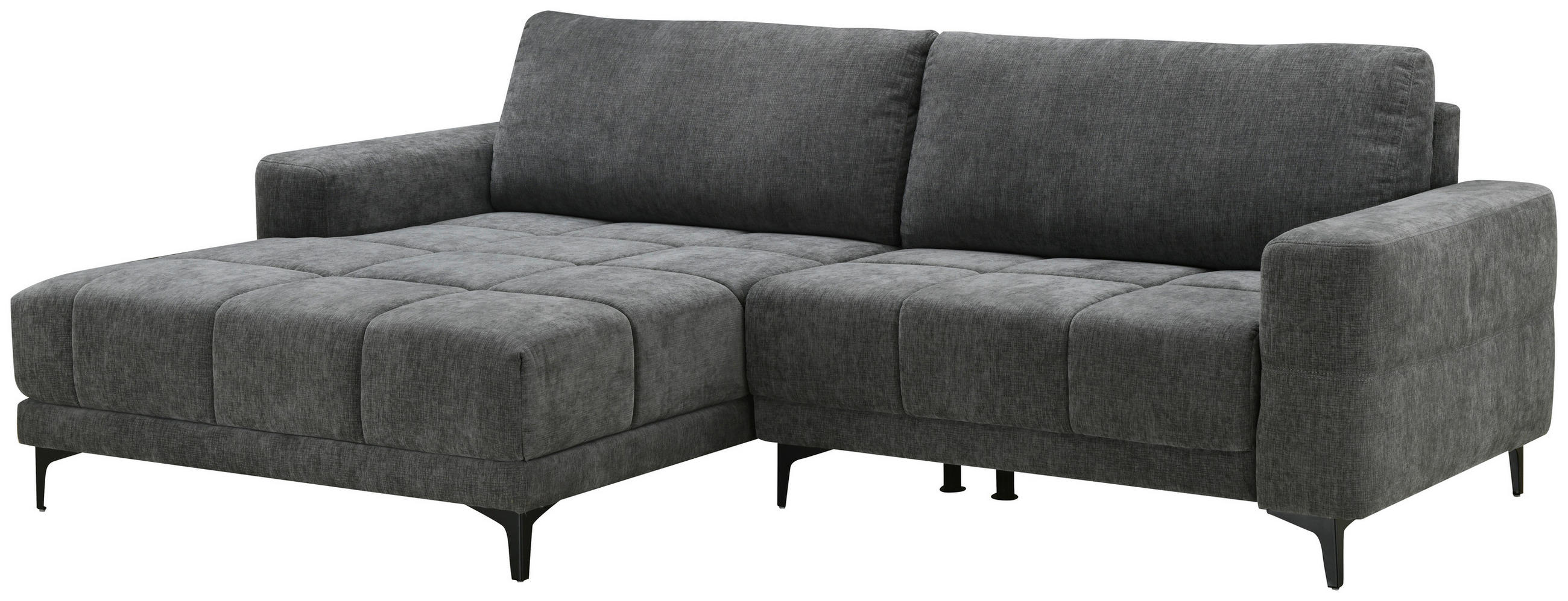 ECKSOFA Dunkelgrau Mikrofaser  - Dunkelgrau/Schwarz, MODERN, Textil/Metall (165/246cm) - MID.YOU
