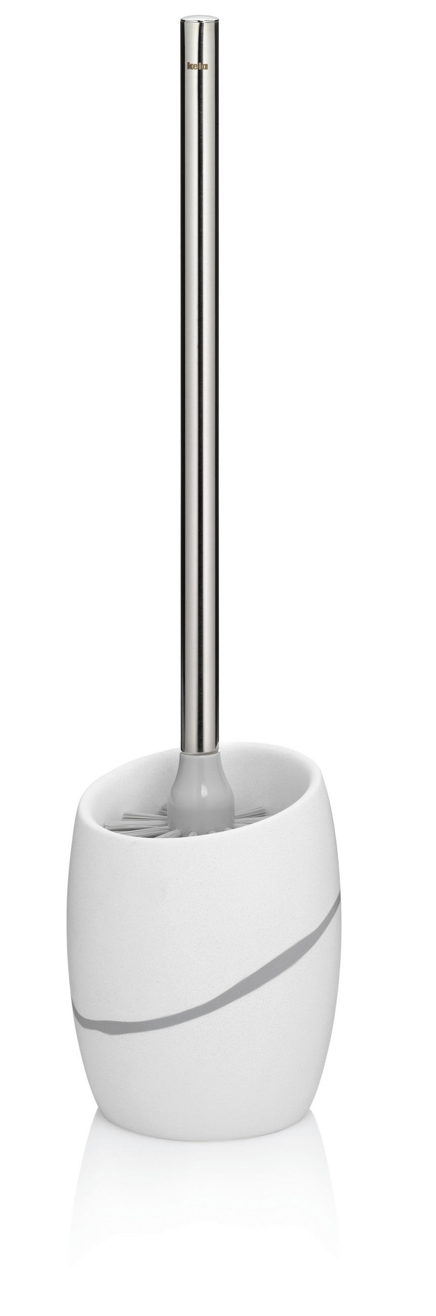 WC-GARNITURA S ŠČETKO - barve nerjavečega jekla/bela, Basics, umetna masa (11/45cm) - Kela