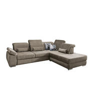 Ecksofa Hellbraun Velours  - Hellbraun/Chromfarben, MODERN, Holz/Textil (297/250cm) - Livetastic