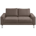 ZWEISITZER-SOFA in Mikrofaser Hellbraun  - Chromfarben/Hellbraun, Design, Textil/Metall (178/86/97cm) - Hom`in